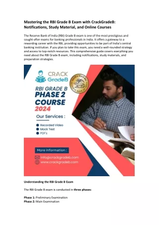 Mastering the RBI Grade B Exam with CrackGradeB Notifications, Study Material, and Online Courses