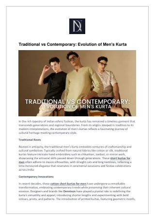 Traditional vs Contemporary: Evolution of Men’s Kurta