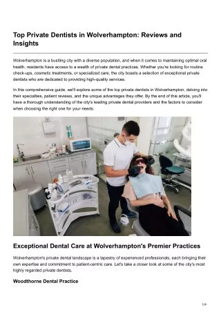 Top Private Dentists in Wolverhampton Reviews and Insights