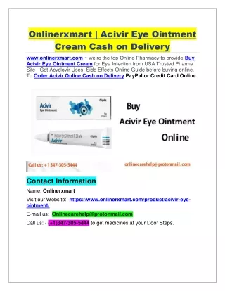 Onlinerxmart | Acivir Eye Ointment Cream Cash on Delivery