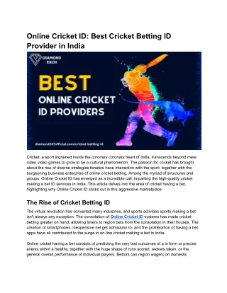 Online Cricket ID_ Best Cricket Betting ID Provider in India