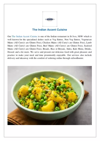 The Indian Accent Cuisine menu- Order now