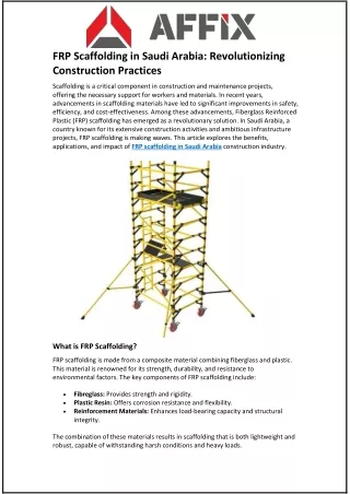 FRP Scaffolding in Saudi Arabia: Revolutionizing Construction Practices