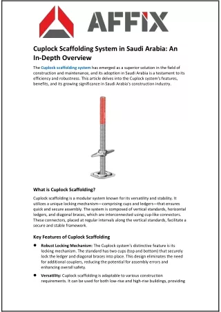 Cuplock Scaffolding System in Saudi Arabia: An In-Depth Overview