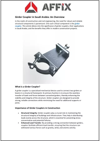 Girder Coupler in Saudi Arabia: An Overview