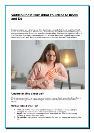 Sudden Chest Pain: What You Need to Know and Do