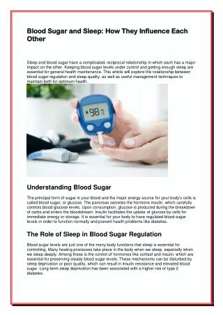 Blood Sugar and Sleep: How They Influence Each Other