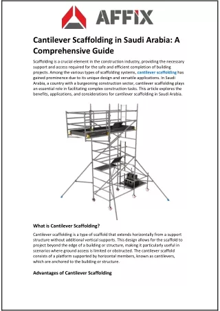 Cantilever Scaffolding in Saudi Arabia: A Comprehensive Guide