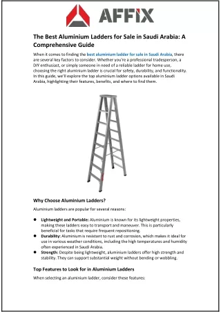 The Best Aluminium Ladders for Sale in Saudi Arabia: A Comprehensive Guide