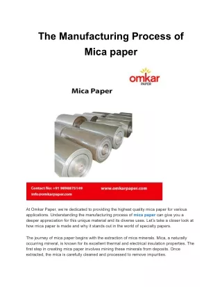 The Manufacturing Process of Mica