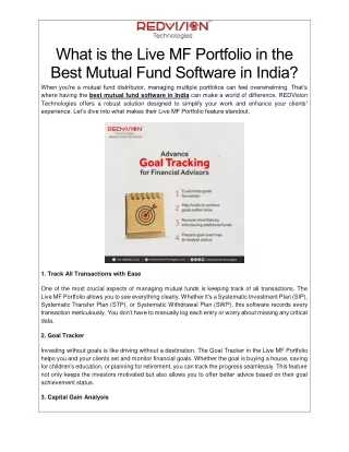 What is the Live MF Portfolio in the Best Mutual Fund Software in India