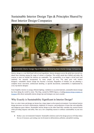 Sustainable Interior Design Steps Shared by Best Interior Design Companies - MWM Spaces - July'24