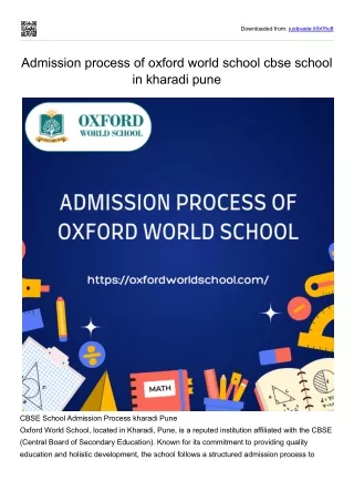 Admission process of oxford world school cbse school in kharadi pune