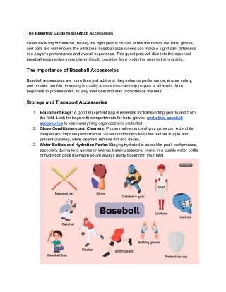 The Essential Guide to Baseball Accessories