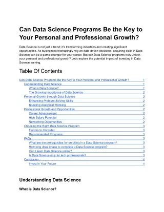 Can Data Science Programs Be the Key to Your Personal and Professional Growth