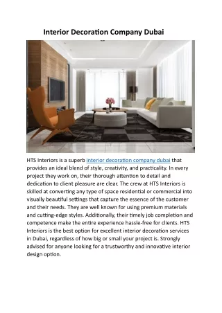Interior Decoration Company Dubai