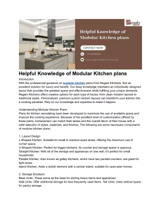 Helpful Knowledge of Modular Kitchen plans