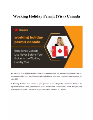 Experience Canada Like Never Before: Your Guide to the Working Holiday Visa