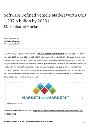 Software Defined Vehicle Market worth USD 1,237.6 billion by 2030 _ MarketsandMarkets