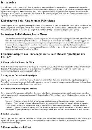 Comment Adapter Vos Emballages en Bois aux Besoins Spécifiques des Clients?