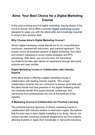 Digital Marketing Course in collaboration with Digital Vidya | PG Courses AIMA