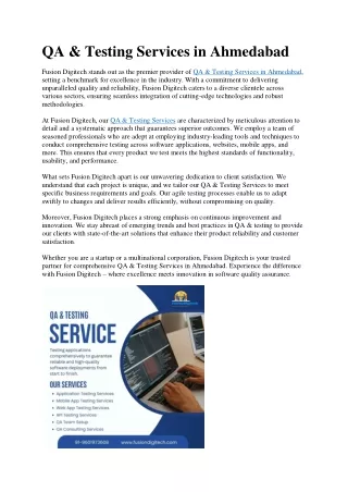 QA & Testing Services in Ahmedabad | Fusion Digitech