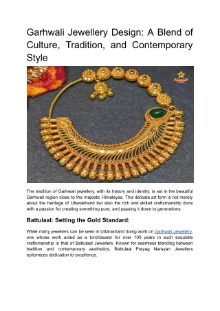 Garhwali Jewellery Design_ A Blend of Culture, Tradition, and Contemporary Style