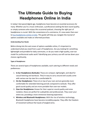 The Ultimate Guide to Buying Headphones Online in India