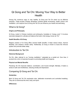 Qi Gong and Tai Chi_ Moving Your Way to Better Health