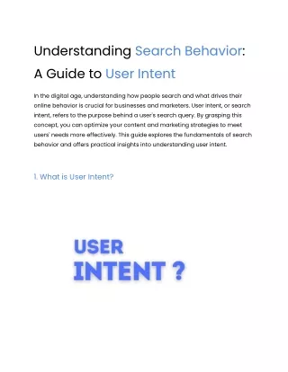 Understanding Search Behavior: A Guide to User Intent