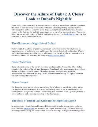 Discover the Allure of Dubai A Closer Look at Dubai's Nightlife