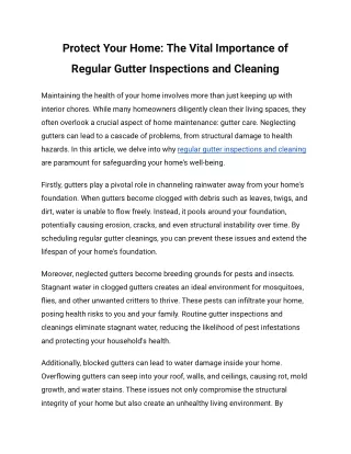 Protect Your Home_ The Vital Importance of Regular Gutter Inspections and Cleaning