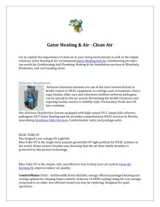 Clean Air Services FL | Gatorheatingandair.com