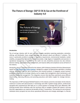 The Future of Energy: SAP IS Oil & Gas at the Forefront of Industry 4.0