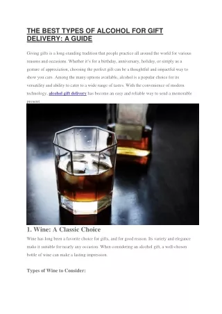 THE BEST TYPES OF ALCOHOL FOR GIFT DELIVERY- A GUIDE
