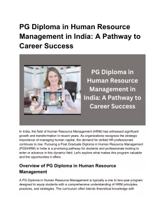 PG Diploma in Human Resource Management in India_ A Pathway to Career Success