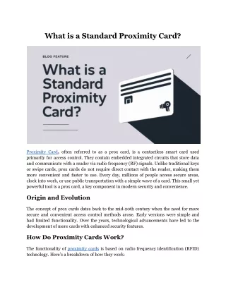 What is a Standard Proximity Card?
