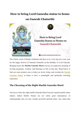 How to bring Lord Ganesha statue to home on Ganesh Chaturthi