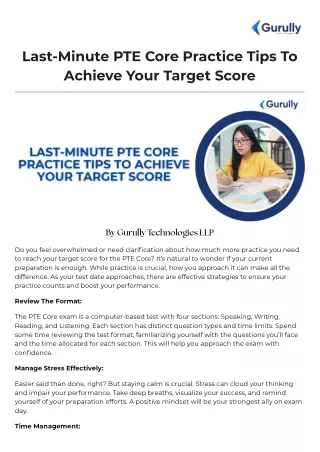 Last-Minute PTE Core Practice Tips To Achieve Your Target Score