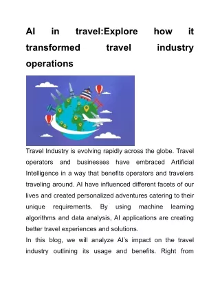 AI in Travel: Explore How It Transformed Travel Industry Operations