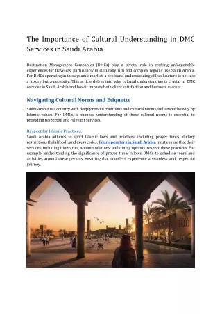 The Importance of Cultural Understanding in DMC Services in Saudi Arabia