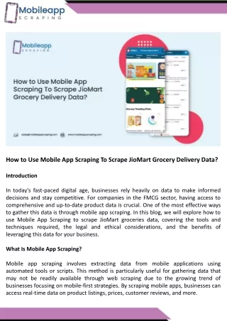 How to Use Mobile App Scraping To Scrape JioMart Grocery Delivery Datappt