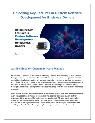 Unlocking Key Features in Custom Software Development for Business Owners