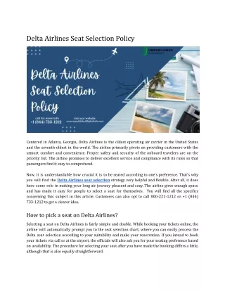 Delta Airlines Seat Selection Policy