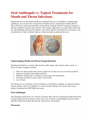 Oral Antifungals vs Topical Treatments.