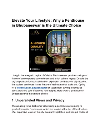 Elevate Your Lifestyle_ Why a Penthouse in Bhubaneswar is the Ultimate Choice