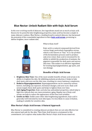 Blue Nectar Unlock Radiant Skin with Kojic Acid Serum