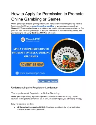 How to Apply for Permission to Promote Online Gambling or Games