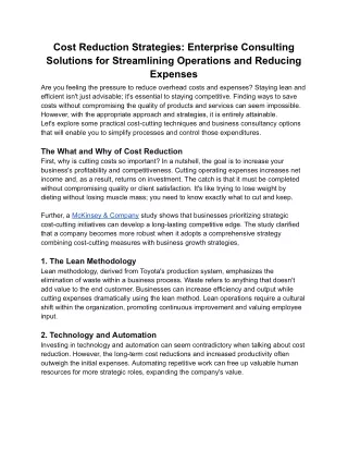 Cost Reduction Strategies_ Enterprise Consulting Solutions for Streamlining Operations and Reducing Expenses