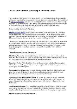 The Essential Guide to Purchasing in Education Sector